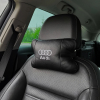 Набір автодушки 2шт на підголовник Audi / Ауді з натуральної шкіри чорна / Підголовник в машину  W-WS13553