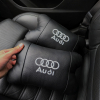 Набір автодушки 2шт на підголовник Audi / Ауді з натуральної шкіри чорна / Підголовник в машину  W-WS13553