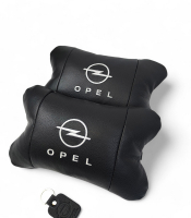 Набір автомобільних подушок 2шт для Opel, натуральна шкіра, стильні чорні підголівники Опель для авто