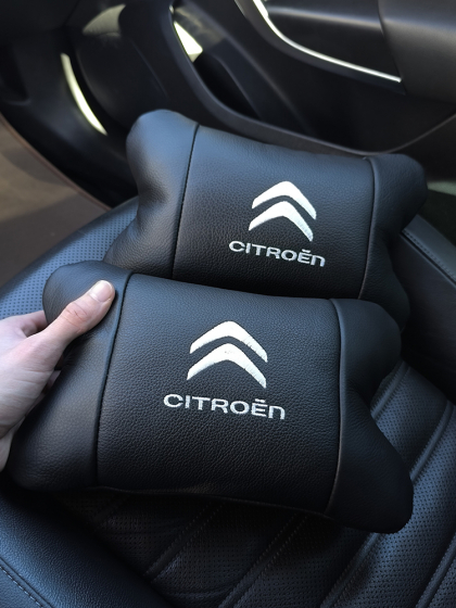 Набір шкіряних подушок Citroën з натуральної італійської шкіри + фірмовий брелок у подарунок