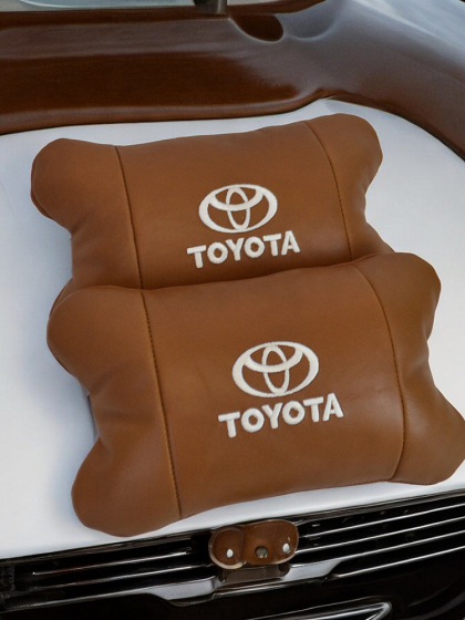 Набір шкіряних подушок 2шт на підголівник Toyota. Комфортні ортопедичні подушки,Тойота
