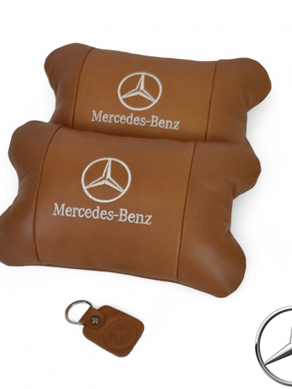 Комплект 2шт для підголівника Mercedes-Benz, виготовлених з натуральної коричневої шкіри. Комфорт в авто