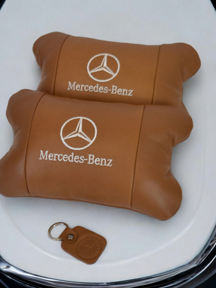 Комплект 2шт для підголівника Mercedes-Benz, виготовлених з натуральної коричневої шкіри. Комфорт в авто