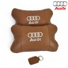 Набір із двох подушок на підголівник Audi, з натуральної коричневої шкіри, Подарунок чоловікові водієві  W-WS34162