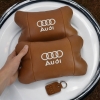 Набір із двох подушок на підголівник Audi, з натуральної коричневої шкіри, Подарунок чоловікові водієві  W-WS34162
