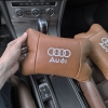 Набір із двох подушок на підголівник Audi, з натуральної коричневої шкіри, Подарунок чоловікові водієві  W-WS34162