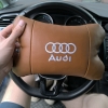 Набір із двох подушок на підголівник Audi, з натуральної коричневої шкіри, Подарунок чоловікові водієві  W-WS34162
