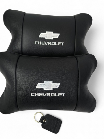 Автомобільні подушки Chevrolet з натуральної італійської шкіри + шкіряний брелок у подарунок