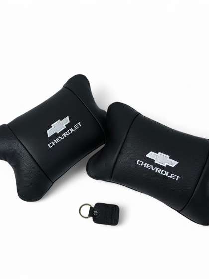 Автомобільні подушки Chevrolet з натуральної італійської шкіри + шкіряний брелок у подарунок