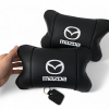 Набір шкіряних подушок Mazda з вишивкою логотипу + подарунок – шкіряний брелок  W-WS62269
