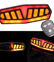 Велоліхтар FY-1828 із зазначенням поворотів (red+yellow), ЗУ Type-C, Мигалка з акумулятором на велосипед
