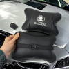 Автомобільні подушки 2 шт на підголівник Skoda / Шкода, з натуральної шкіри, стильний аксесуар для вашого авто  W-WS76135