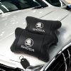 Автомобільні подушки 2 шт на підголівник Skoda / Шкода, з натуральної шкіри, стильний аксесуар для вашого авто  W-WS76135