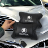 Автомобільні подушки 2 шт на підголівник Skoda / Шкода, з натуральної шкіри, стильний аксесуар для вашого авто  W-WS76135