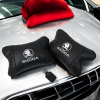 Автомобільні подушки 2 шт на підголівник Skoda / Шкода, з натуральної шкіри, стильний аксесуар для вашого авто  W-WS76135