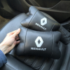 Набір подушок 2шт для авто Renault, натуральна шкіра, на підголівник у машину з логотипом Рено  W-WS82244