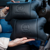 Набір авто подушок Skoda з натуральної шкіри + брелок, Автоподушка на підголовник  W-WS82639