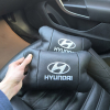 Набір подушок для авто Hyundai 2шт, натуральна шкіра, чорний колір, комфортні підголовники в автомобіль  W-WS99393