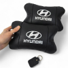 Набір подушок для авто Hyundai 2шт, натуральна шкіра, чорний колір, комфортні підголовники в автомобіль  W-WS99393