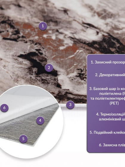 Самоклеюча стінова PET плитка 600х300х2мм