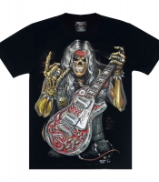 Футболка Скелет с гитарой Les Paul (3D, светится в темноте)