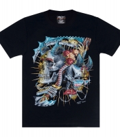 Футболка Two glamorous demon skulls (3D, світиться в темряві)