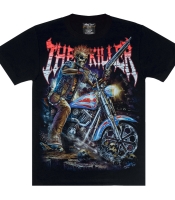 Футболка The Killer (скелет з дробовиком на мотоциклі) (світиться в темряві)