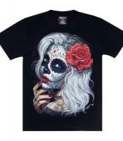Футболка Muerte (silver hair with rose) (3D, світиться в темряві)