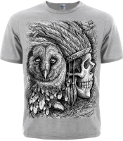 Футболка Indian Skull & Owl (меланж)