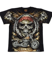 Футболка Череп с мотоциклом (Born to Ride) светится в темноте