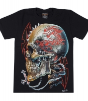 Футболка Череп с пирсингом и татуировкой (3D, светится в темноте)