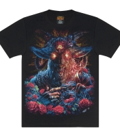 Футболка Бафомет обплутаний трояндами (світиться в темряві)