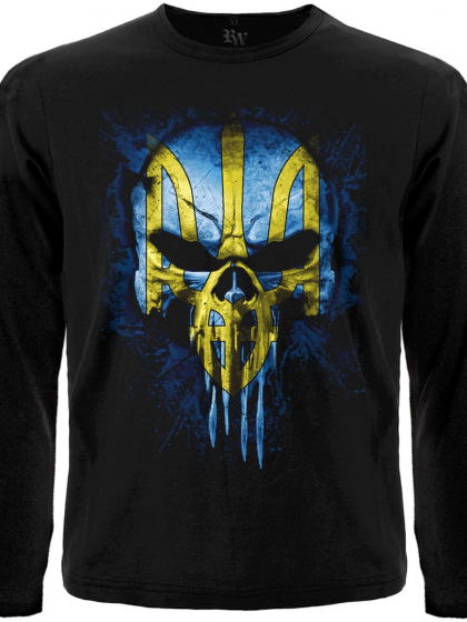 Футболка з довгим рукавом Череп (Punisher) із Тризубом (жовто-блакитний)