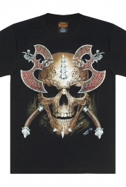 Футболка Бойові сокири крізь череп (світиться в темряві) Футболка Бойові сокири крізь череп (світиться в темряві)