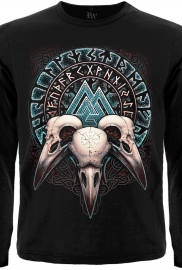 Футболка з довгим рукавом Валкнут (три черепи воронів) Футболка з довгим рукавом Валкнут (три черепи воронів)