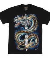 Футболка Дракон с мечом (3D, светится в темноте)