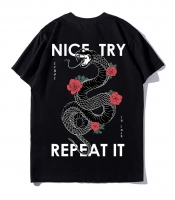 Футболка женская 216-8 Nice Try repeat it, (Черный)