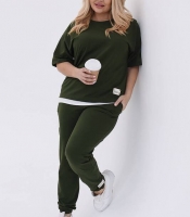Спортивный костюм-двойка женский из турецкого кулира с манжетами на брюках и футболкой с белой вставкой весенний летний