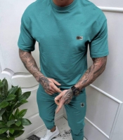 Костюм мужской спортивный из двунитки: футболка с нашивкой и штаны с манжетами и карманами весенний летний