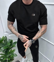 Костюм мужской спортивный из двунитки: футболка с нашивкой и штаны с манжетами и карманами весенний летний