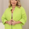 Костюм женский из жатого льна: рубашка и прямые брюки с поясом-кулиской весенний  k-119564