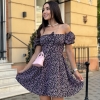 Платье женское летнее суперсофт с открытыми плечами короткое приталенное с цветочным принтом  k-119662