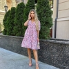 Платье трапеция женское из шелкового софта с цветочным принтом и рукавом три четверти летнее  k-110814
