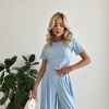 Костюм-двойка женский из микродайвинга: укороченный топ и широкие брюки летний  k-110927