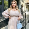 Платье макси женское демисезонное из жатого льна с длинным рукавом  k-111334