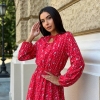 Платье женское демисезонное из турецкого софта с принтом на резинке по талии и рукавам длина миди  k-111480
