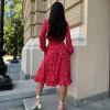 Платье женское демисезонное из турецкого софта с принтом на резинке по талии и рукавам длина миди  k-111480