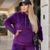 Спортивный костюм женский демисезонный из велюра: худи с карманом кенгуру и прямые брюки с высокой посадкой  k-111755