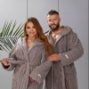 Халат унисекс микрофибра демисезонный с капюшоном и карманами удлинённый  k-112223