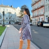 Платье на запах женское ангора софт приталенное с поясом в полоску осенне-весеннее  k-112676